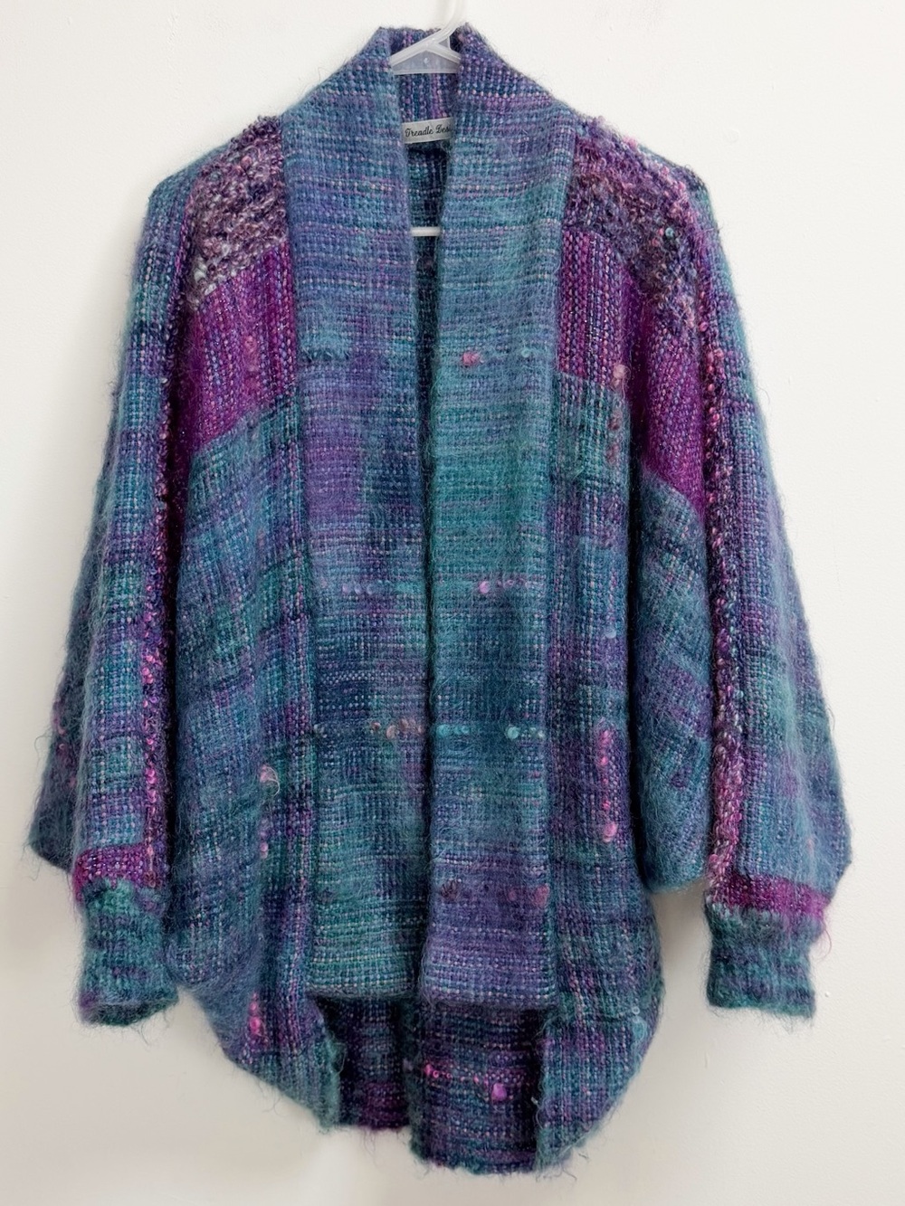 Treadle Designs Coatigan Womens One Size Purple Blue Cocoon Cardigan Coat OS